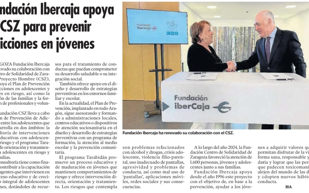 Fundación Ibercaja apoya nuestro Plan de Prevención